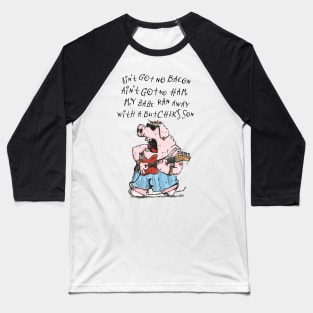 Blues Guitar Pig Baseball T-Shirt